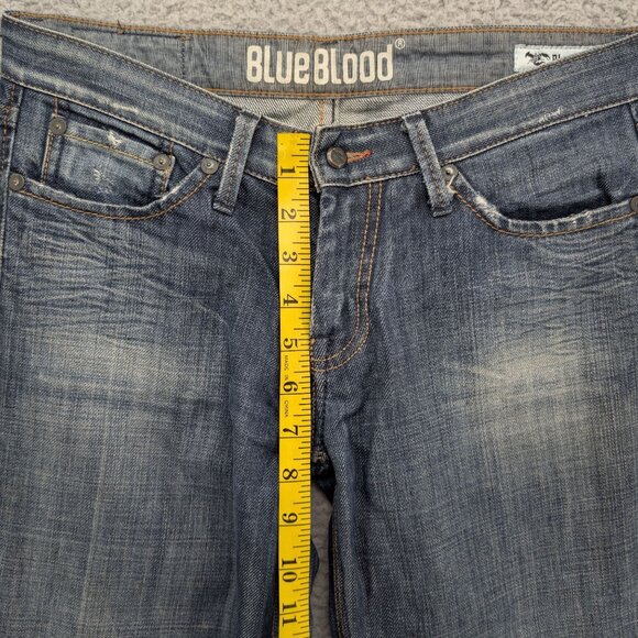 BlueBlood BloodLine Bootie Jeans Womens Blue Distressed Cotton Denim Size 27 - Picture 9 of 12